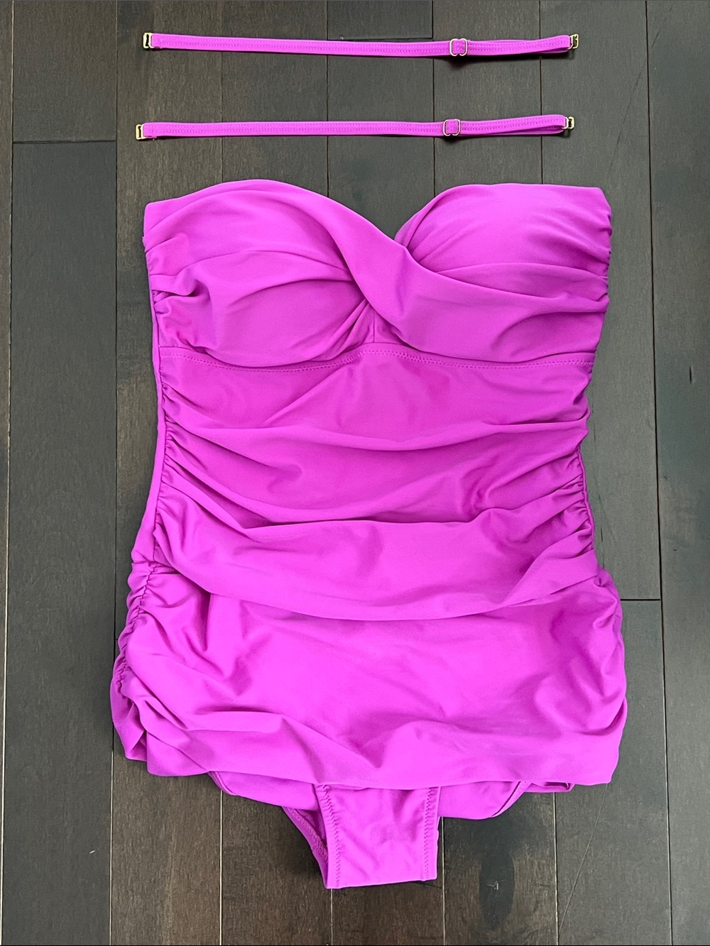 Shore Shapes One Piece Magenta Swimsuit  Tummy Control/Detachable Straps SZ 10